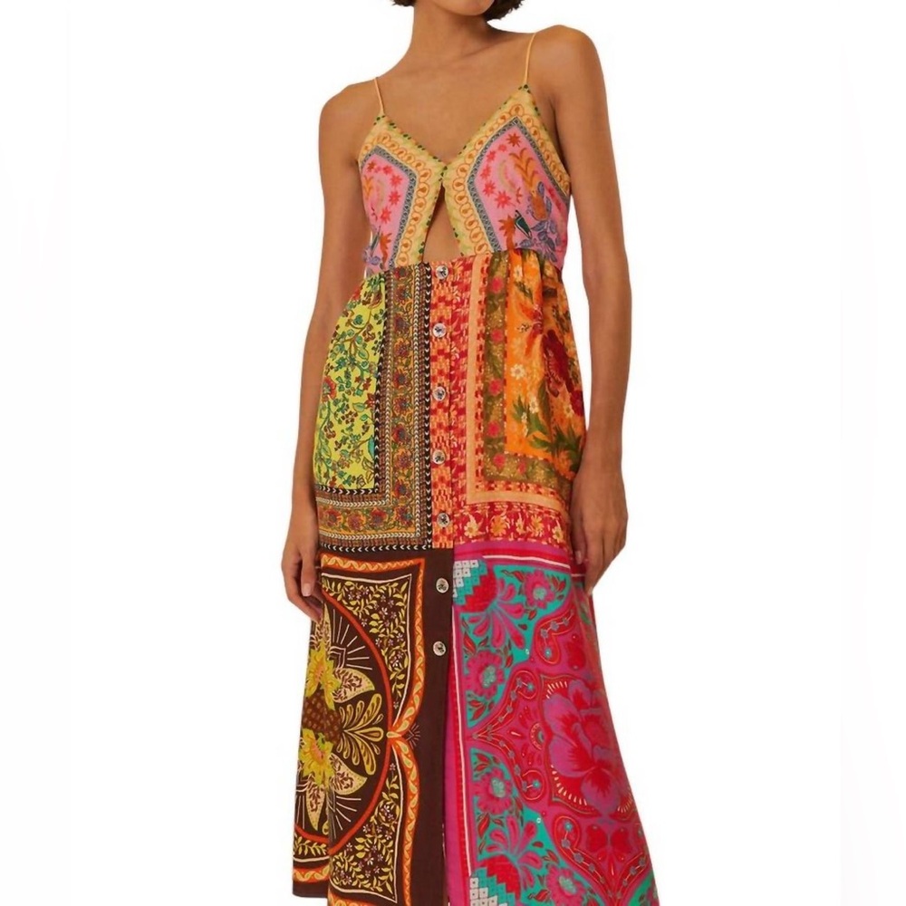 FARM Rio Mixed Scarves-print midi dress, Size Medium, $245 - Picture 8 of 13